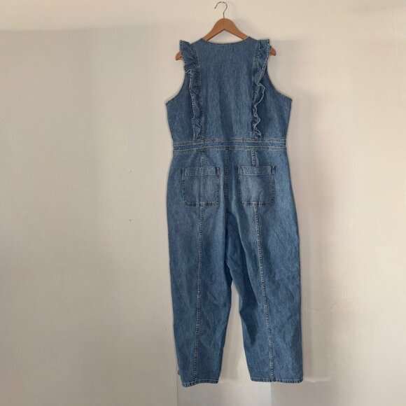 Madewell Denim Ruffle-Sleeve Zip-Front Jumpsuit - Picture 3 of 7